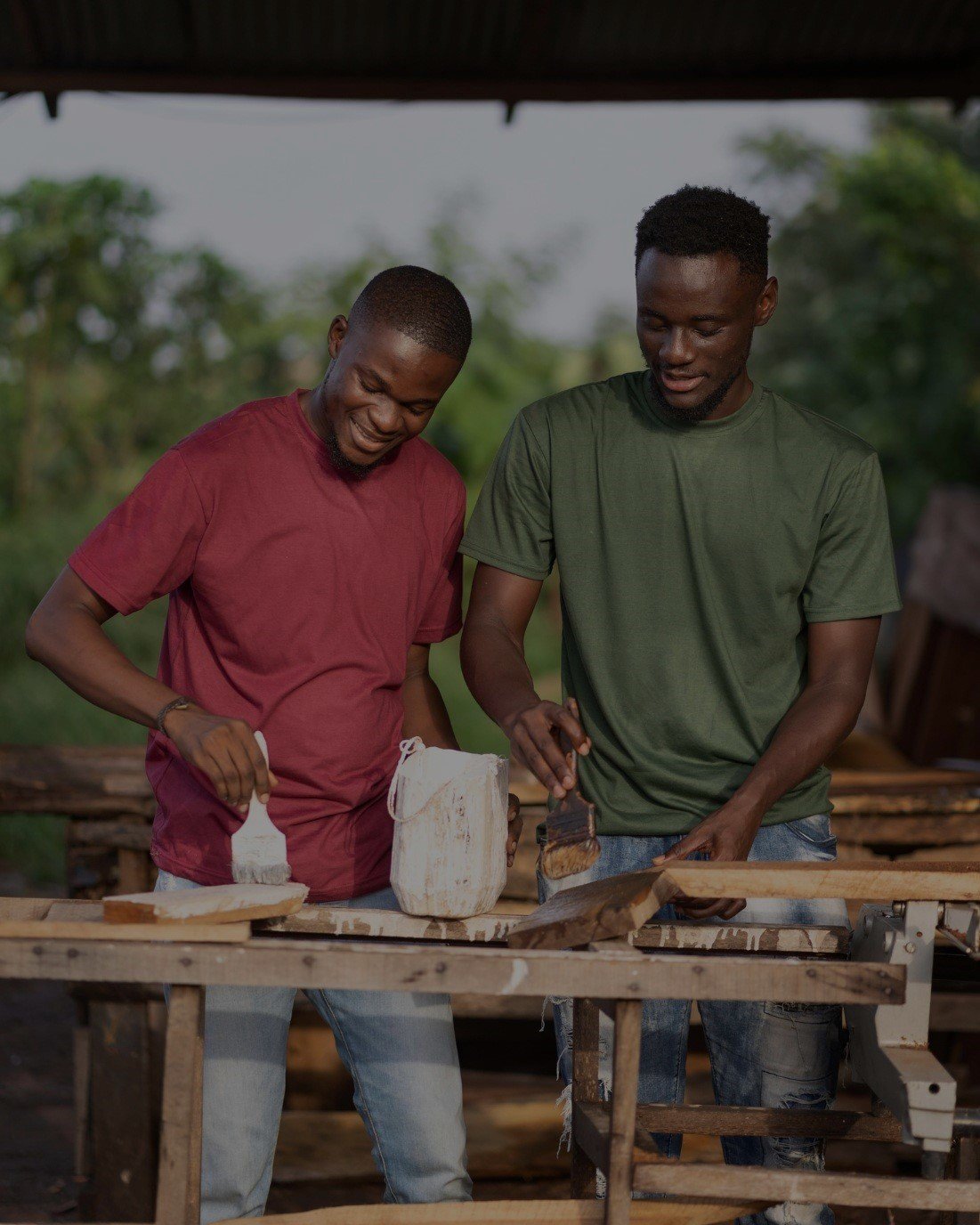 Two african carpenters working